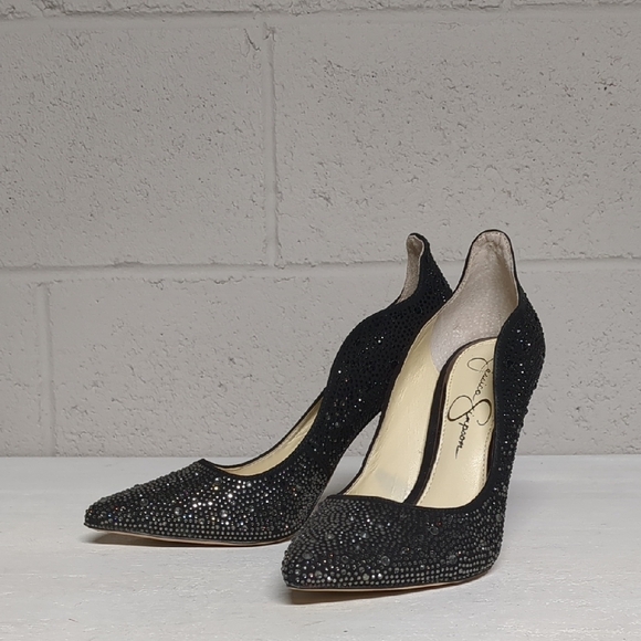 Jessica Simpson Shoes - Jessica Simpson Black Bedazzled Rhinestone Stiletto Heels Size 8
